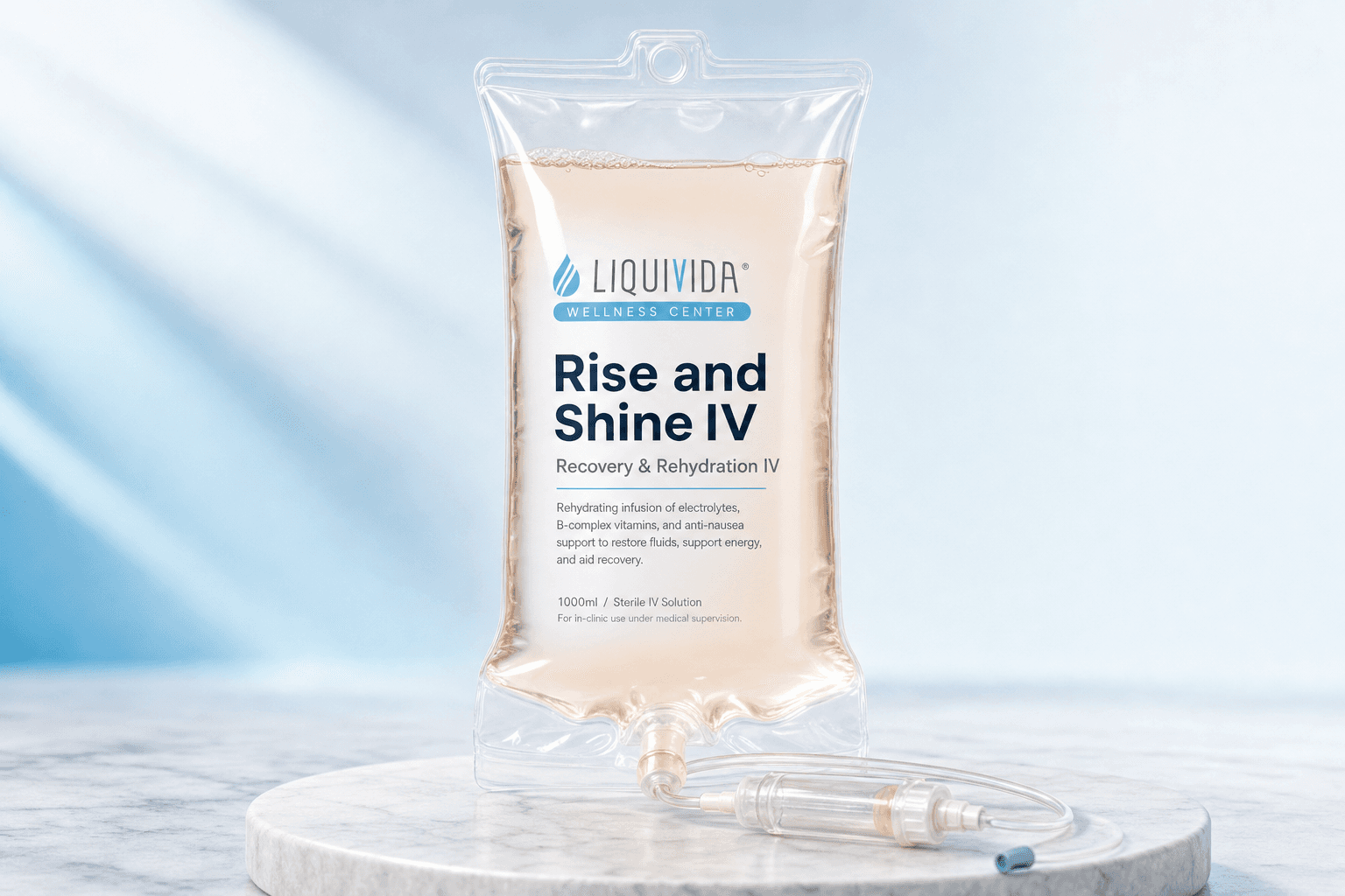 Rise and Shine, IV infusion bag